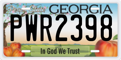 GA license plate PWR2398