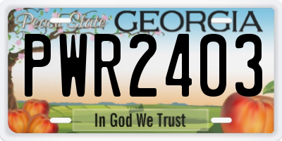 GA license plate PWR2403