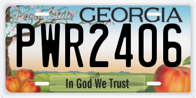 GA license plate PWR2406