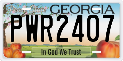 GA license plate PWR2407