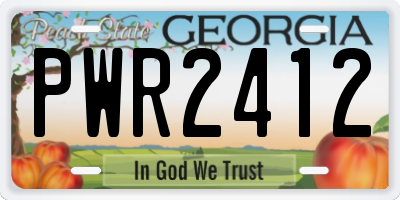 GA license plate PWR2412