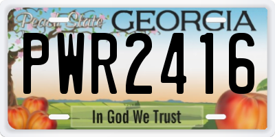 GA license plate PWR2416