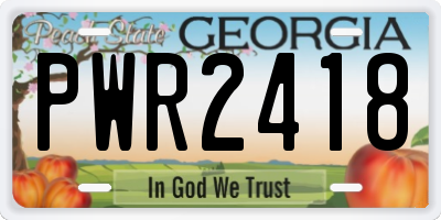 GA license plate PWR2418
