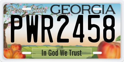 GA license plate PWR2458