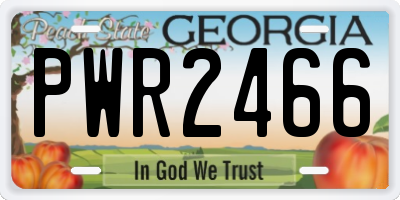 GA license plate PWR2466