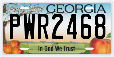 GA license plate PWR2468