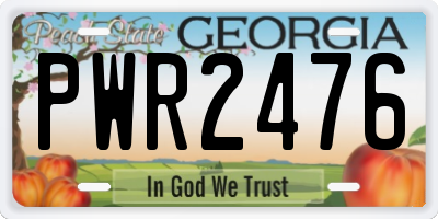 GA license plate PWR2476