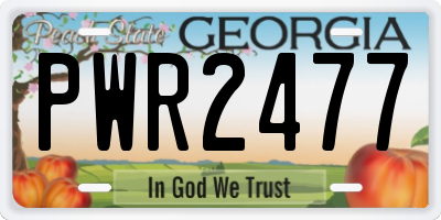 GA license plate PWR2477