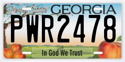 GA license plate PWR2478
