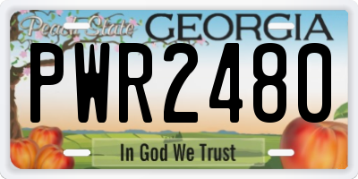 GA license plate PWR2480