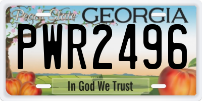 GA license plate PWR2496