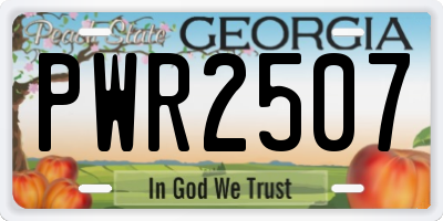 GA license plate PWR2507