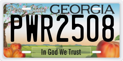 GA license plate PWR2508