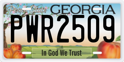 GA license plate PWR2509
