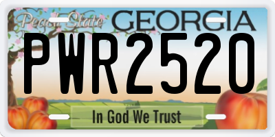 GA license plate PWR2520