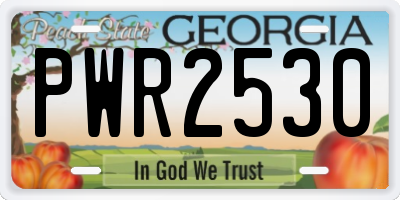 GA license plate PWR2530