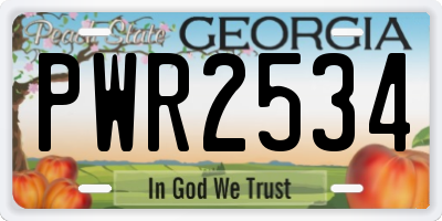 GA license plate PWR2534