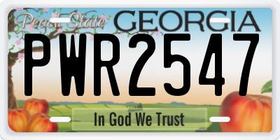 GA license plate PWR2547