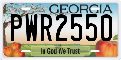 GA license plate PWR2550