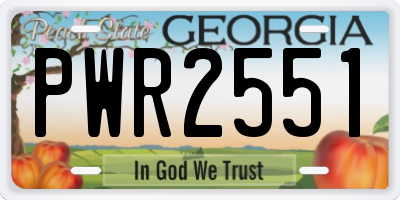 GA license plate PWR2551