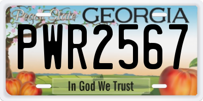 GA license plate PWR2567