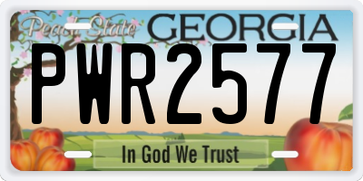 GA license plate PWR2577