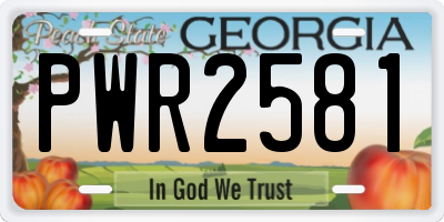 GA license plate PWR2581
