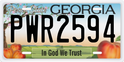 GA license plate PWR2594