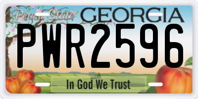 GA license plate PWR2596