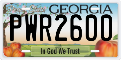 GA license plate PWR2600