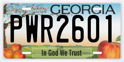 GA license plate PWR2601
