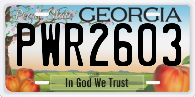GA license plate PWR2603