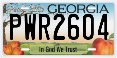 GA license plate PWR2604