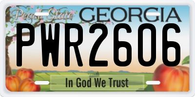 GA license plate PWR2606