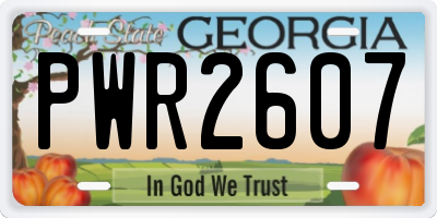 GA license plate PWR2607