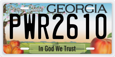 GA license plate PWR2610