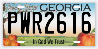 GA license plate PWR2616