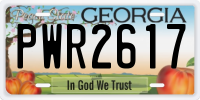 GA license plate PWR2617