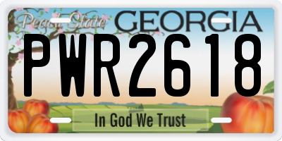 GA license plate PWR2618