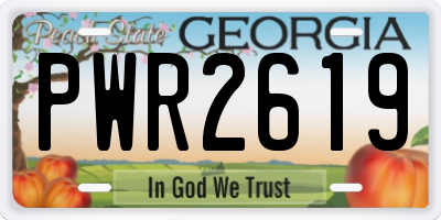 GA license plate PWR2619