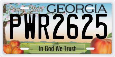 GA license plate PWR2625