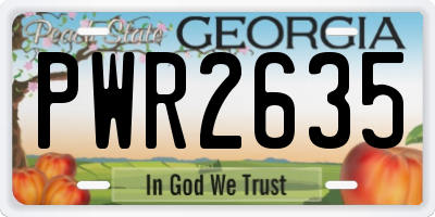 GA license plate PWR2635