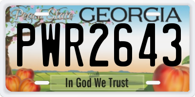 GA license plate PWR2643