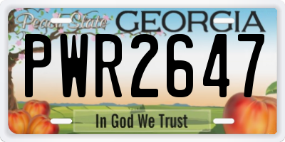 GA license plate PWR2647