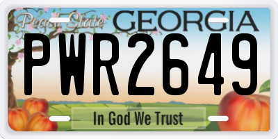 GA license plate PWR2649