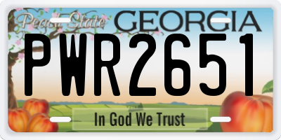 GA license plate PWR2651
