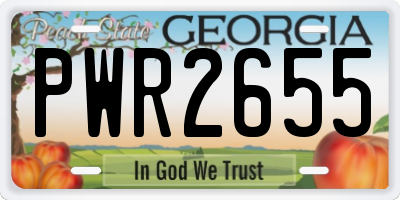 GA license plate PWR2655