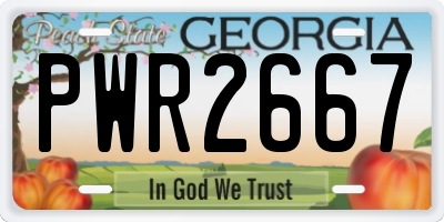 GA license plate PWR2667