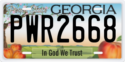 GA license plate PWR2668