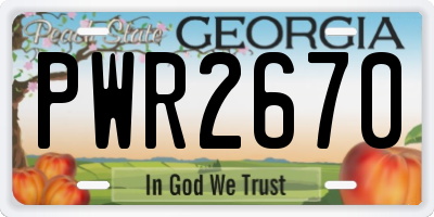 GA license plate PWR2670